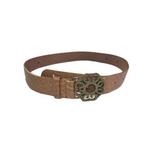 Lucky Brand Womens Brown Leather Multicolor Floral Hippie Western Belt Sz S